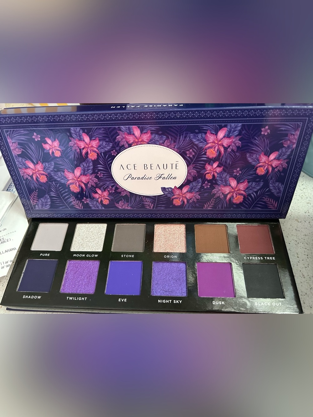 Ace Beaute Paradise Fallen Eyeshadow Palette — Purple, Pink, Brown, Silver
